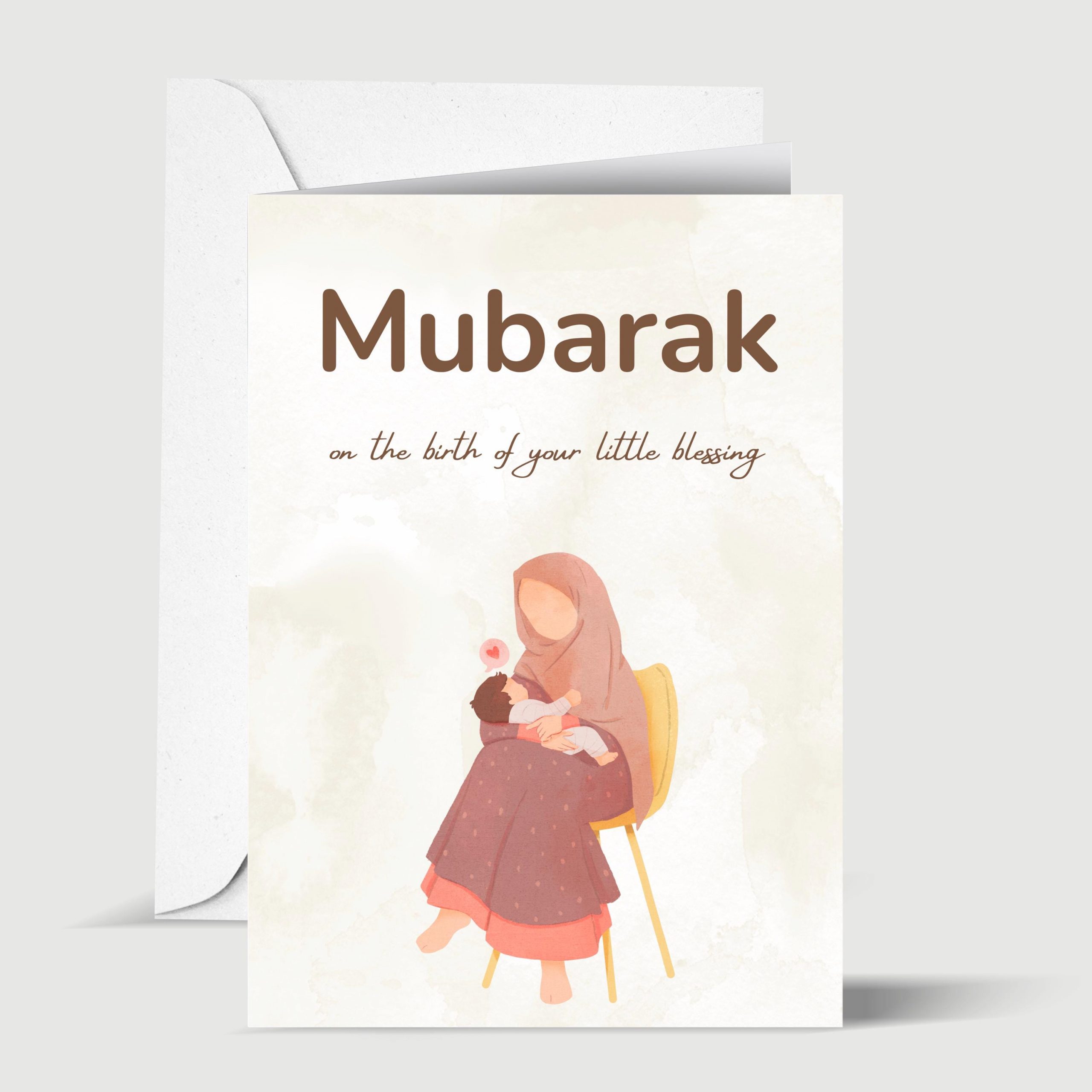 Mubarak to New Mum for Muslim Newborn Baby Gender Neutral Islamic Greeting Card