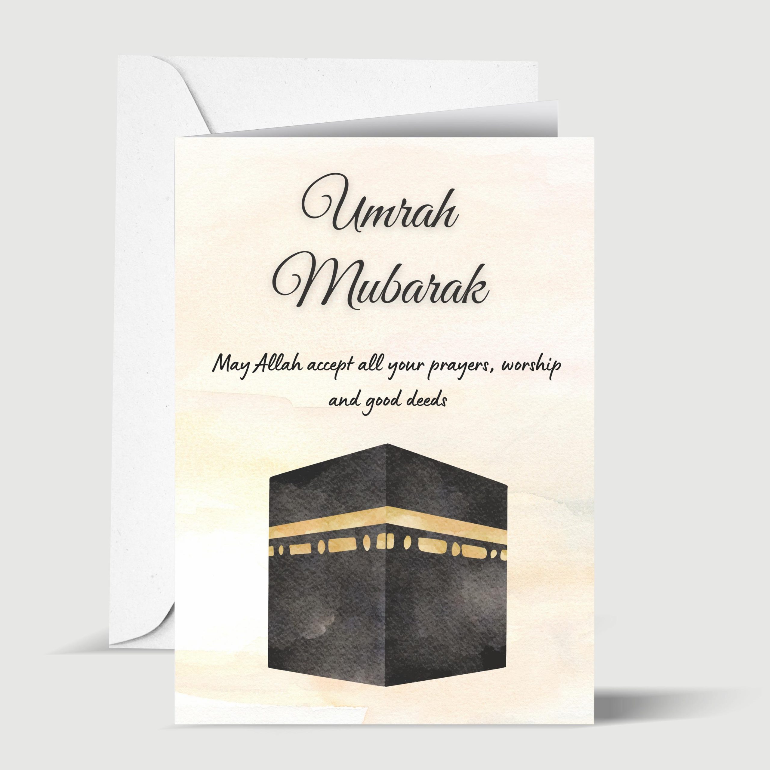 Umrah Mubarak Watercolour Islamic Greeting Card