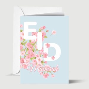 Eid Mubarak Floral Islamic Greeting Card for Eid Al Adha or Eid Al Fitr