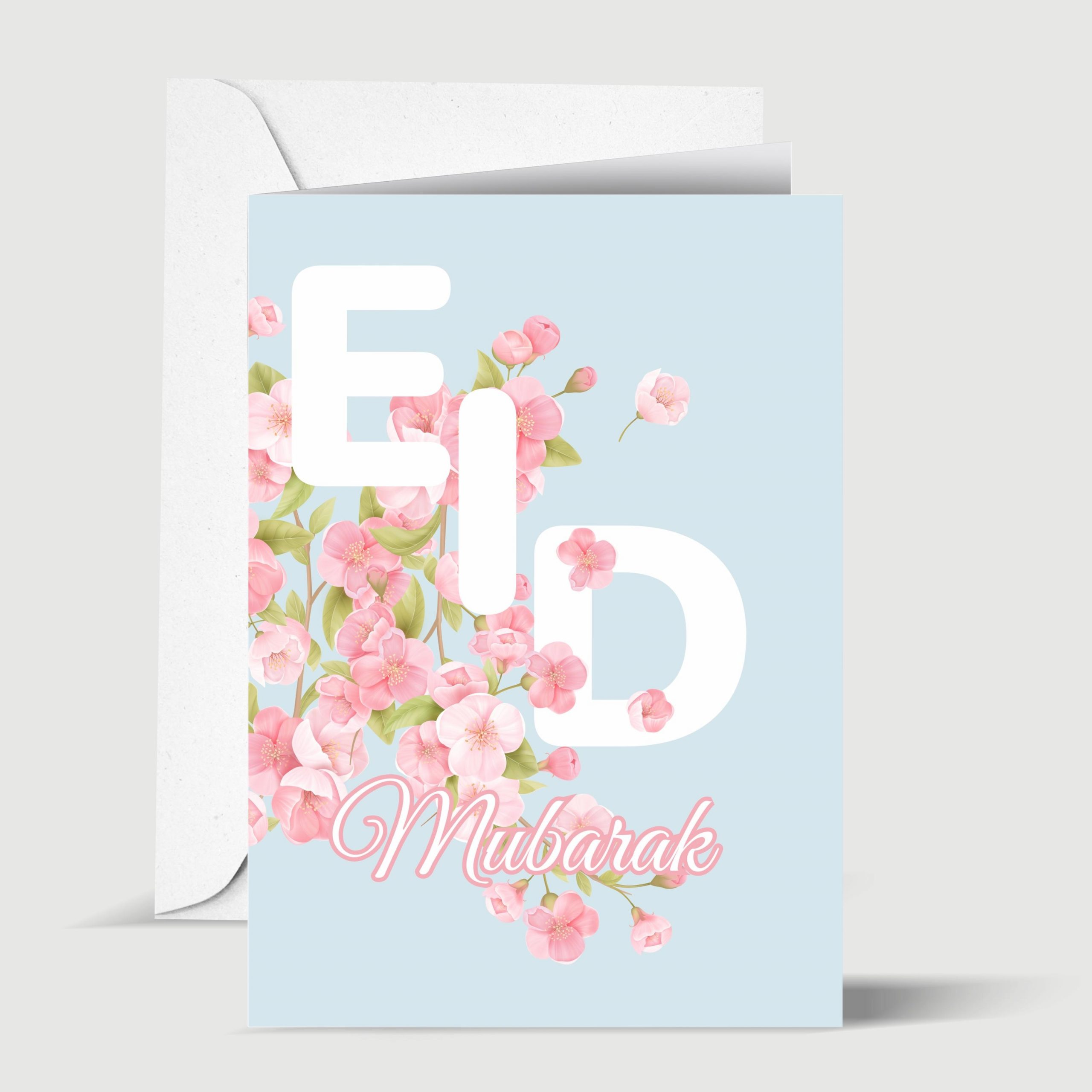 Eid Mubarak Floral Islamic Greeting Card for Eid Al Adha or Eid Al Fitr