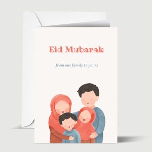 Muslim Family Eid Mubarak Islamic Greeting Card for Eid Al Fitr or Eid Al Adha