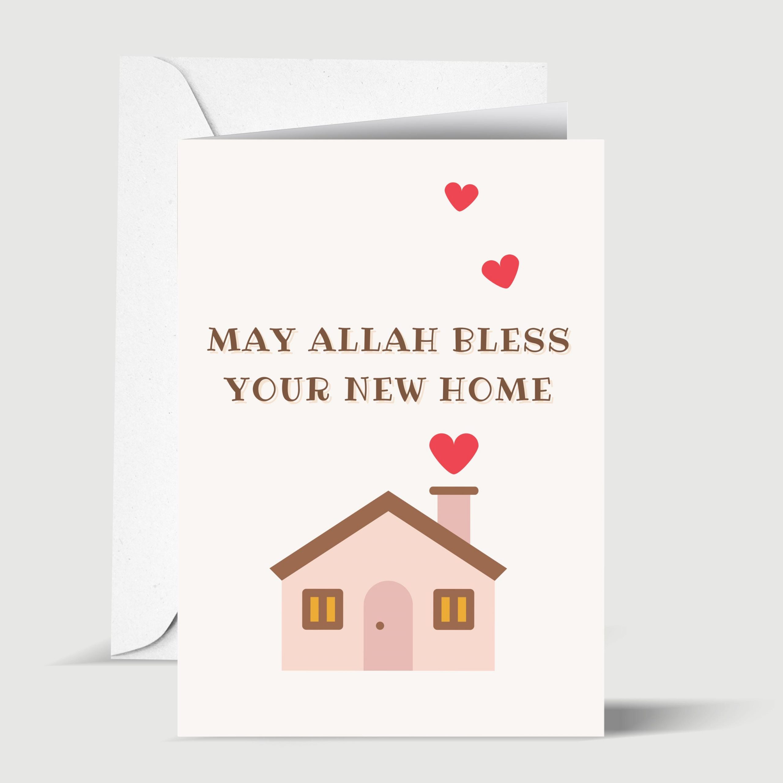 May Allah Bless Your New Home Islamic Greeting Card | Housewarming Gift for Muslim Family