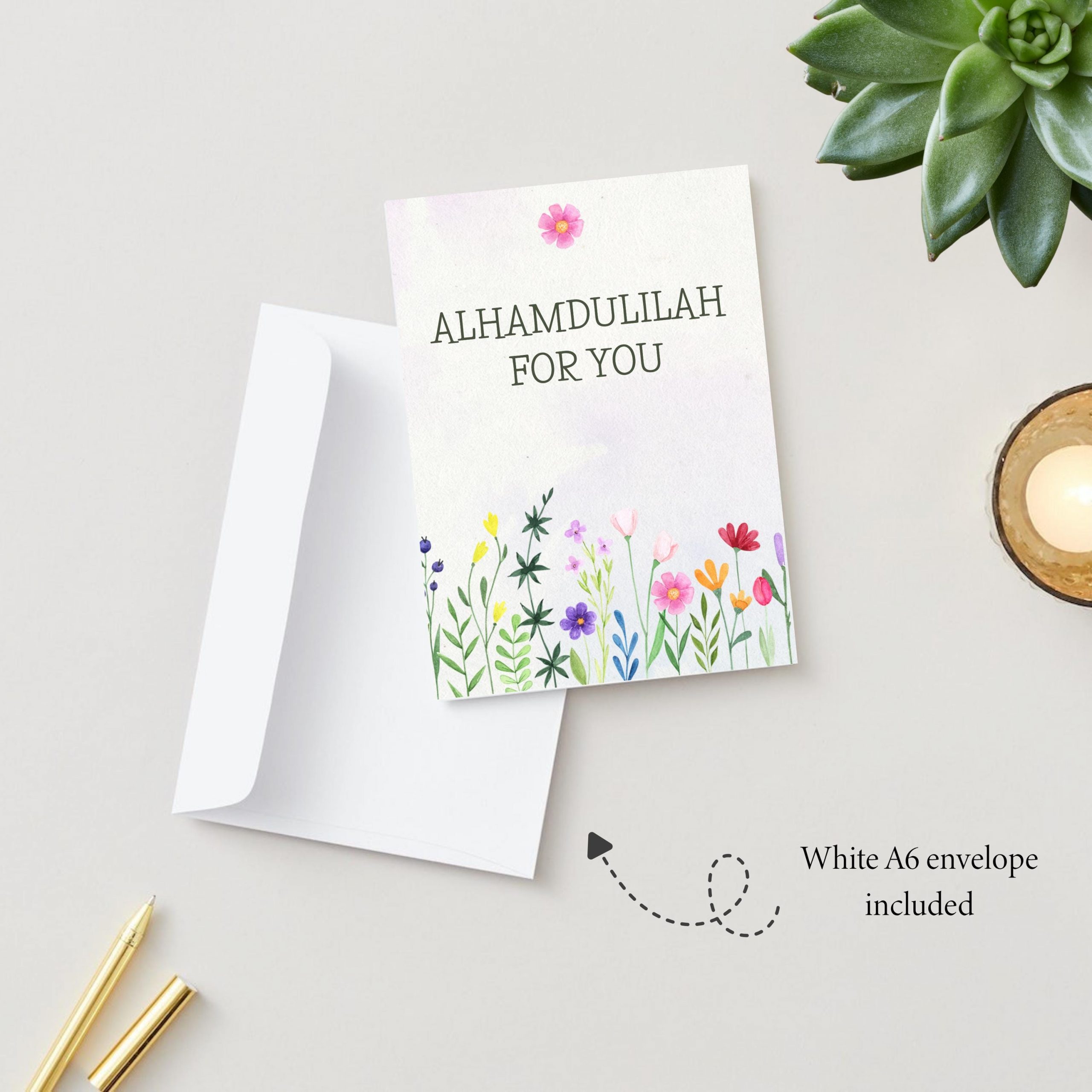 Alhamdulilah For You Floral Islamic Greeting Card for Loved One - Image 2
