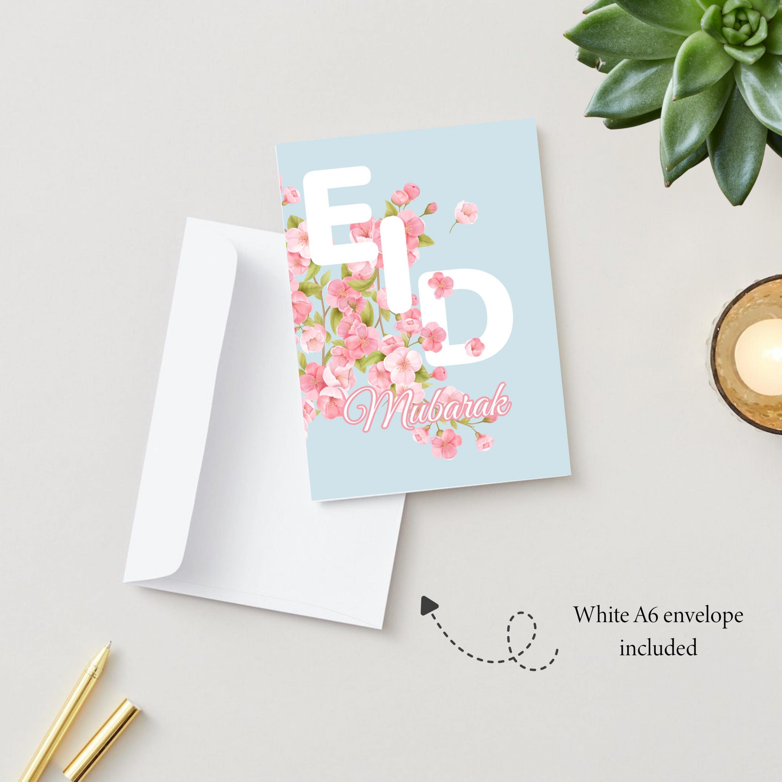 Eid Mubarak Floral Islamic Greeting Card for Eid Al Adha or Eid Al Fitr - Image 2
