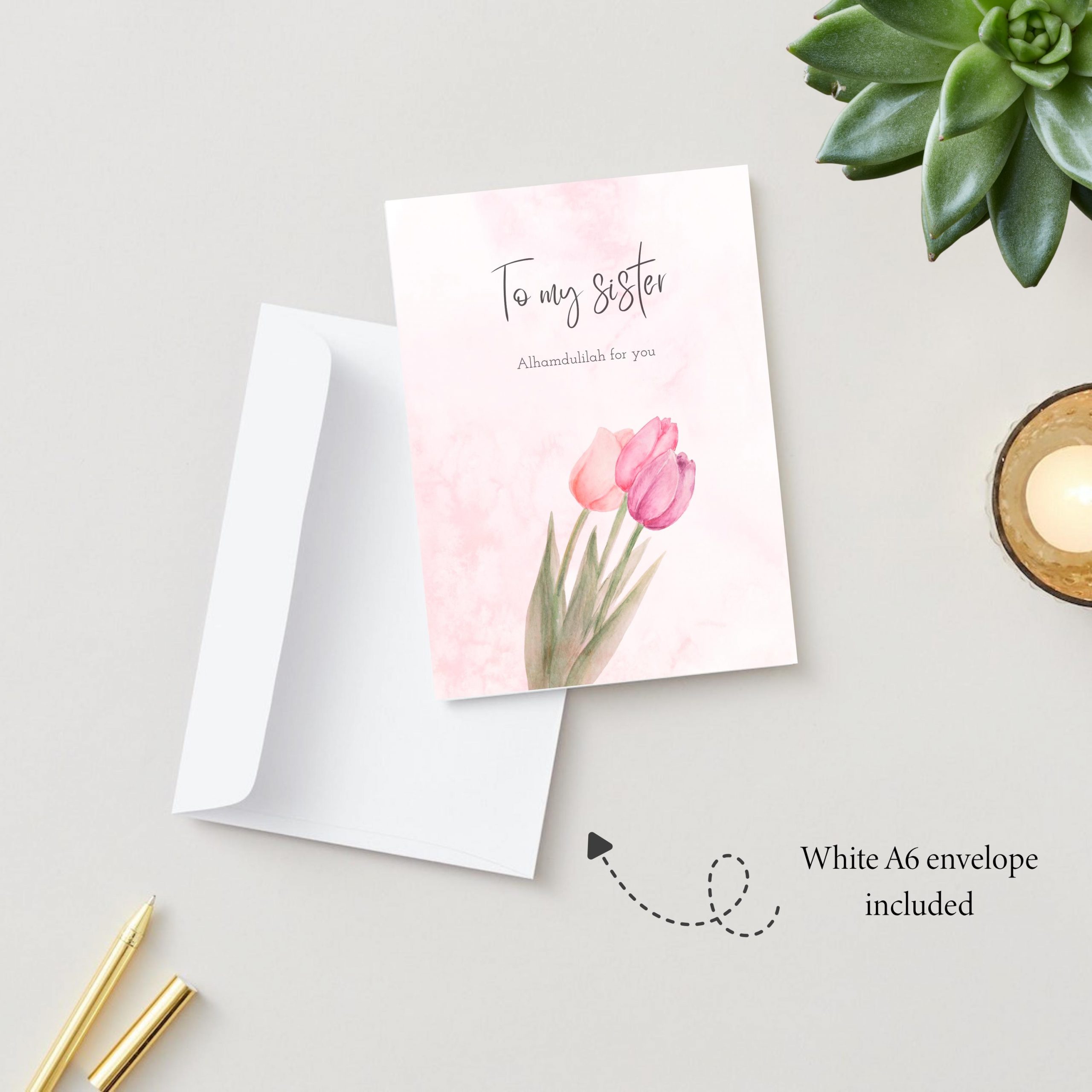 To My Sister Alhamdulilah for You Islamic Greeting Card for Muslim Sibling - Image 2