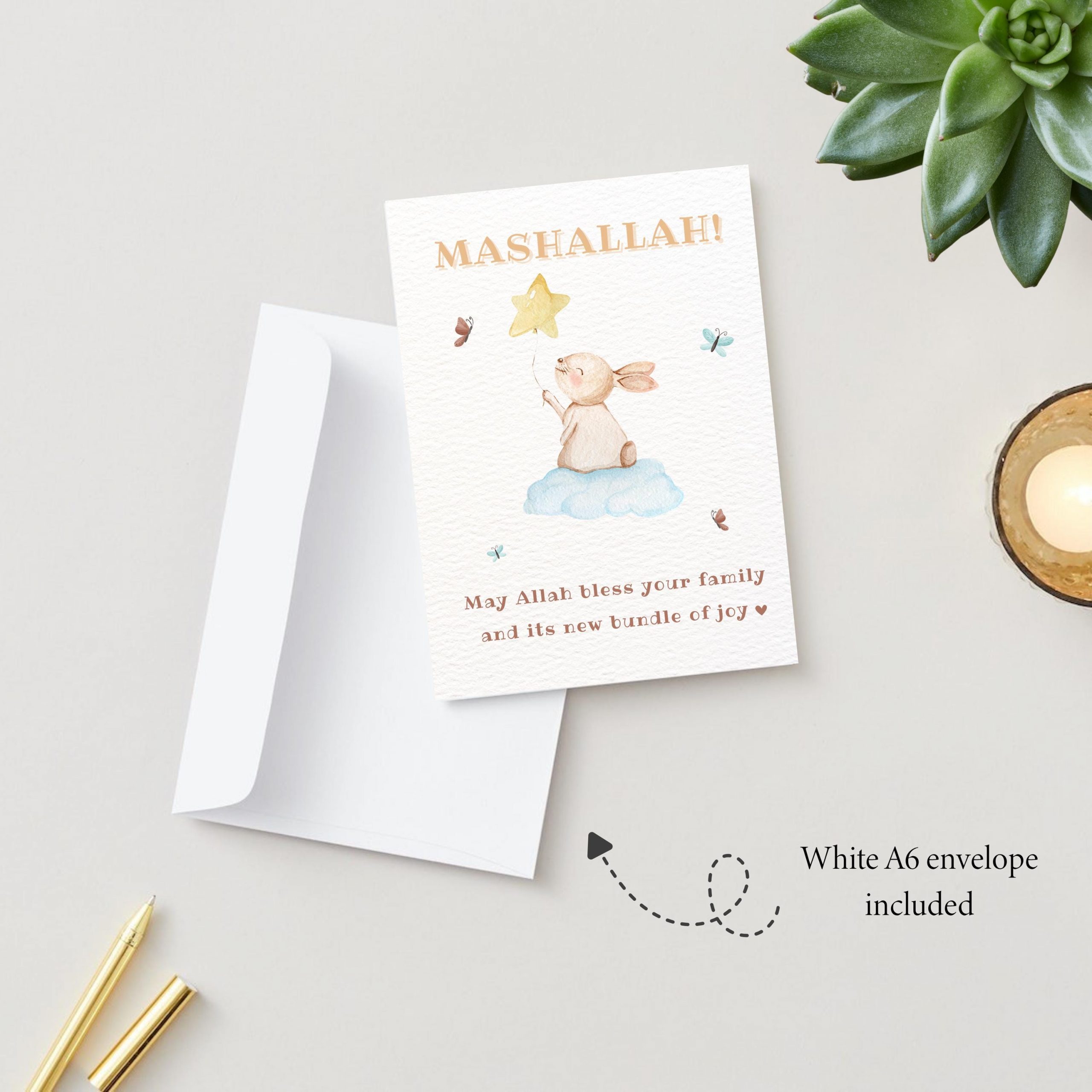 MashaAllah Islamic Greeting Card for Gender Neutral Muslim Newborn Baby - Image 7