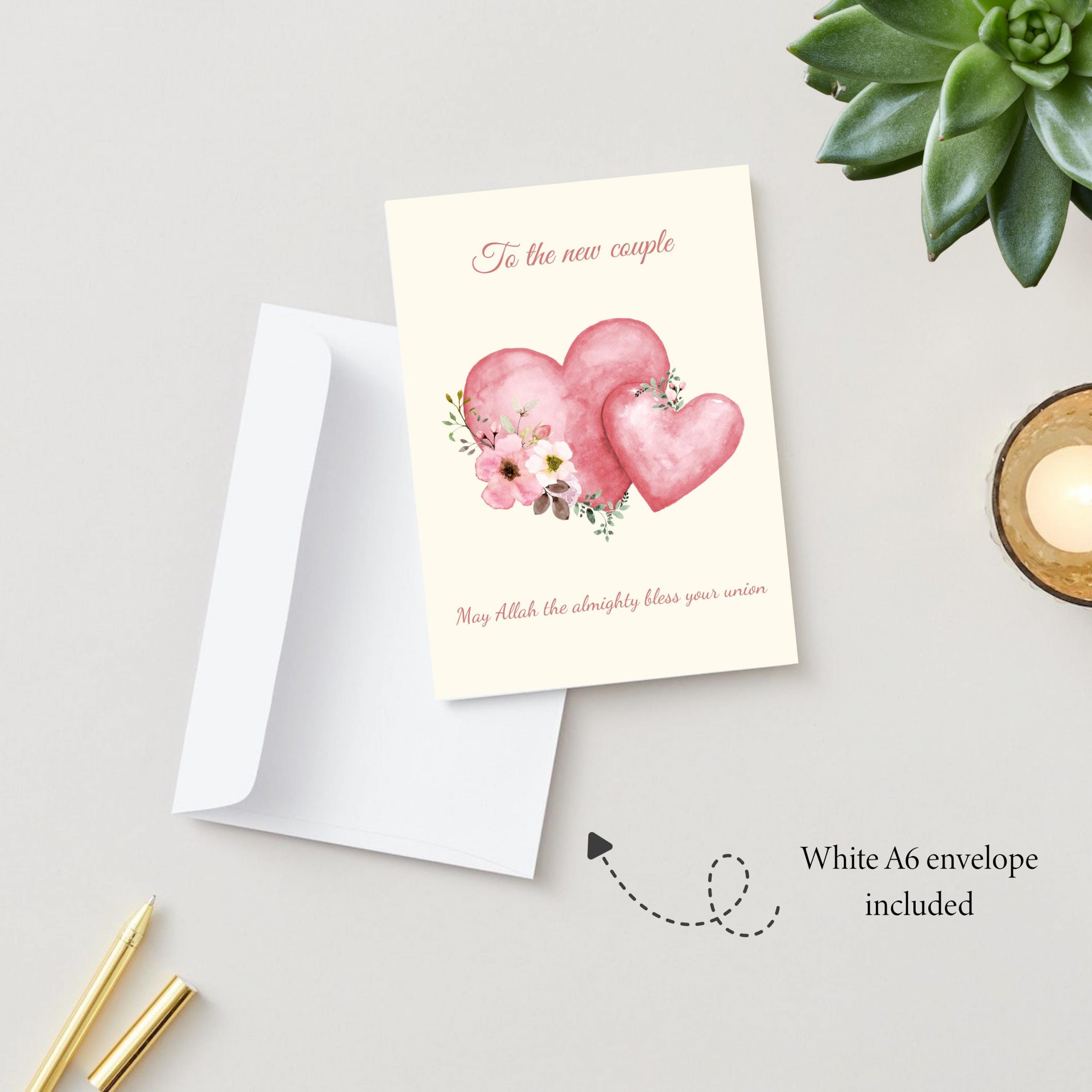 To the New Couple Islamic Marriage Greeting Card | Congratulations to Muslim Couple on Engagement, Wedding, Nikkah or Walima - Image 2
