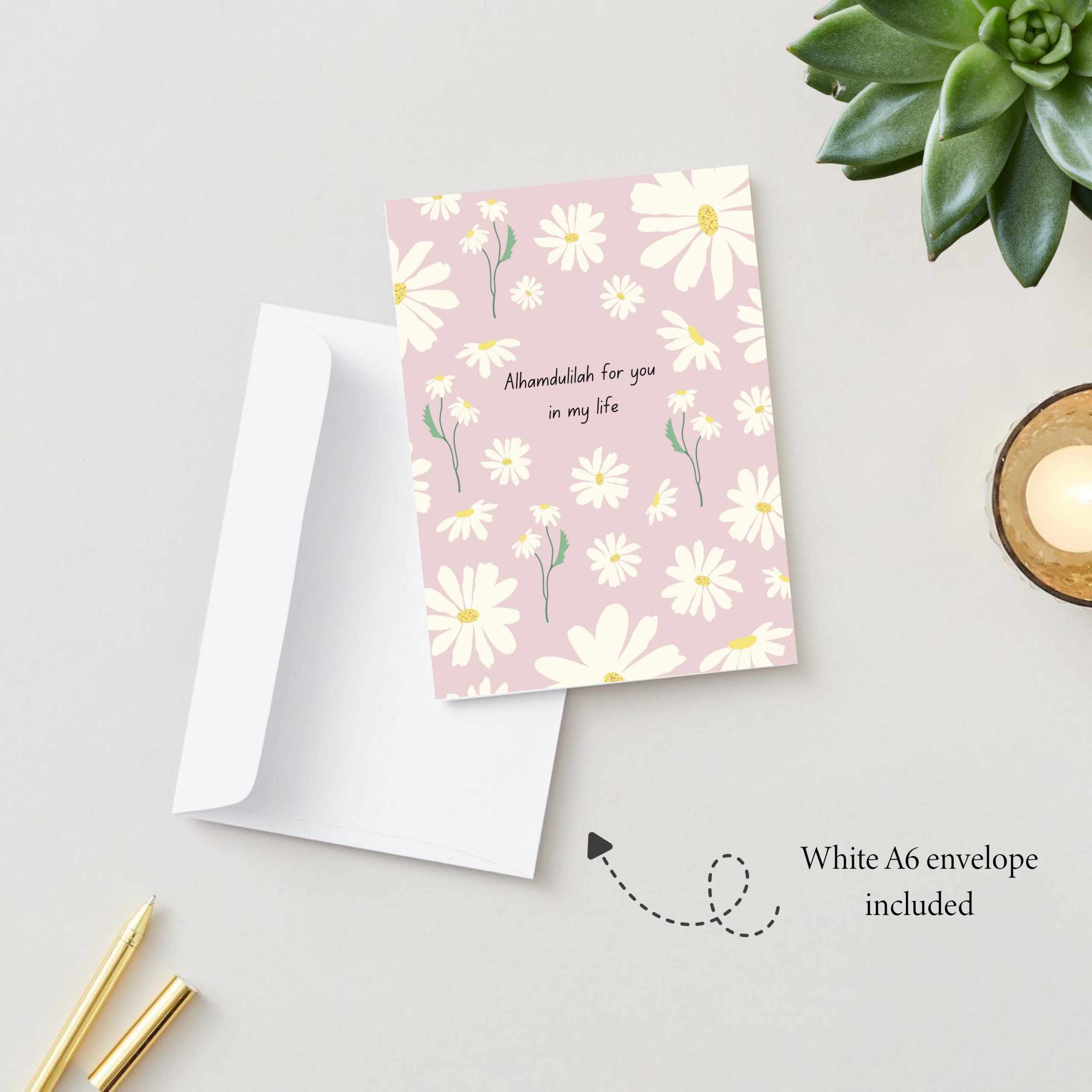 Alhamdulilah For You in My Life Floral Islamic Greeting Card for Loved One | Timeless Gift for Muslim Friend, Spouse or Any Occasion - Image 2