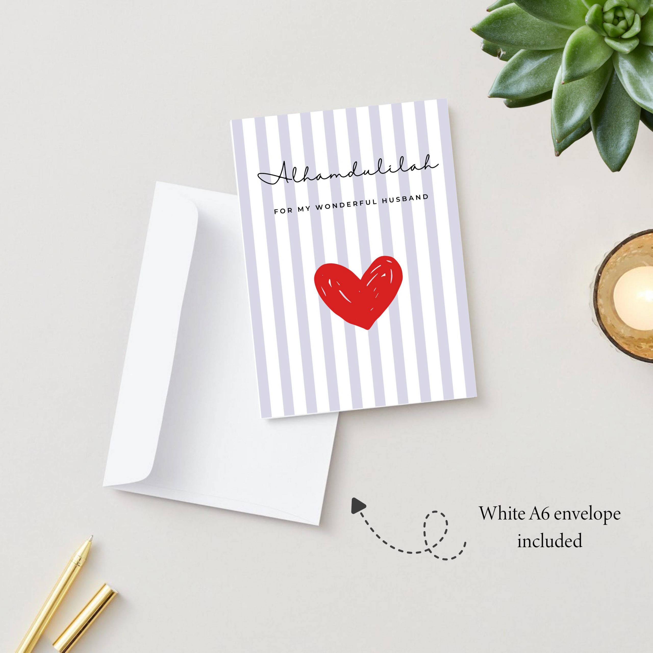 Alhamdulilah for My Wonderful Husband Islamic Greeting Card for Muslim Husband - Image 2