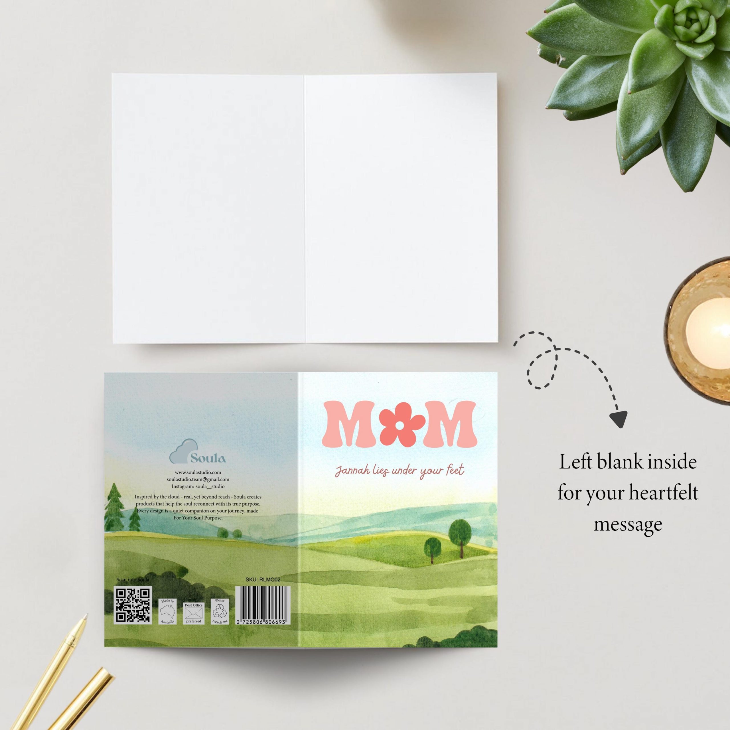 Mum Jannah Lies Under your Feet Islamic Greeting Card for Muslim Mother - Image 3