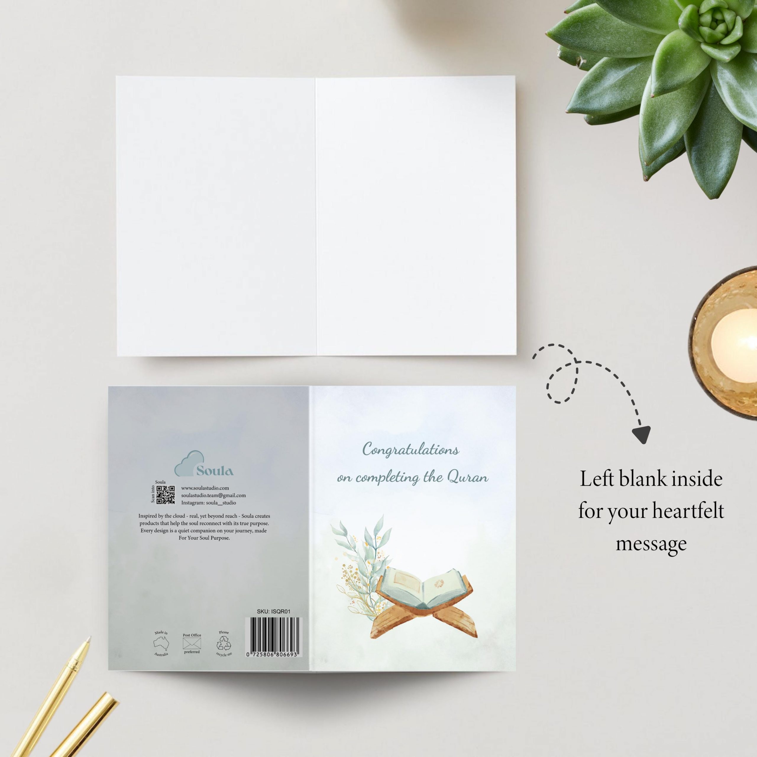 Congratulations on Completing The Quran Islamic Greeting Card for Quran Memorisation, Recitation or Ijazah for Quran Student - Image 3
