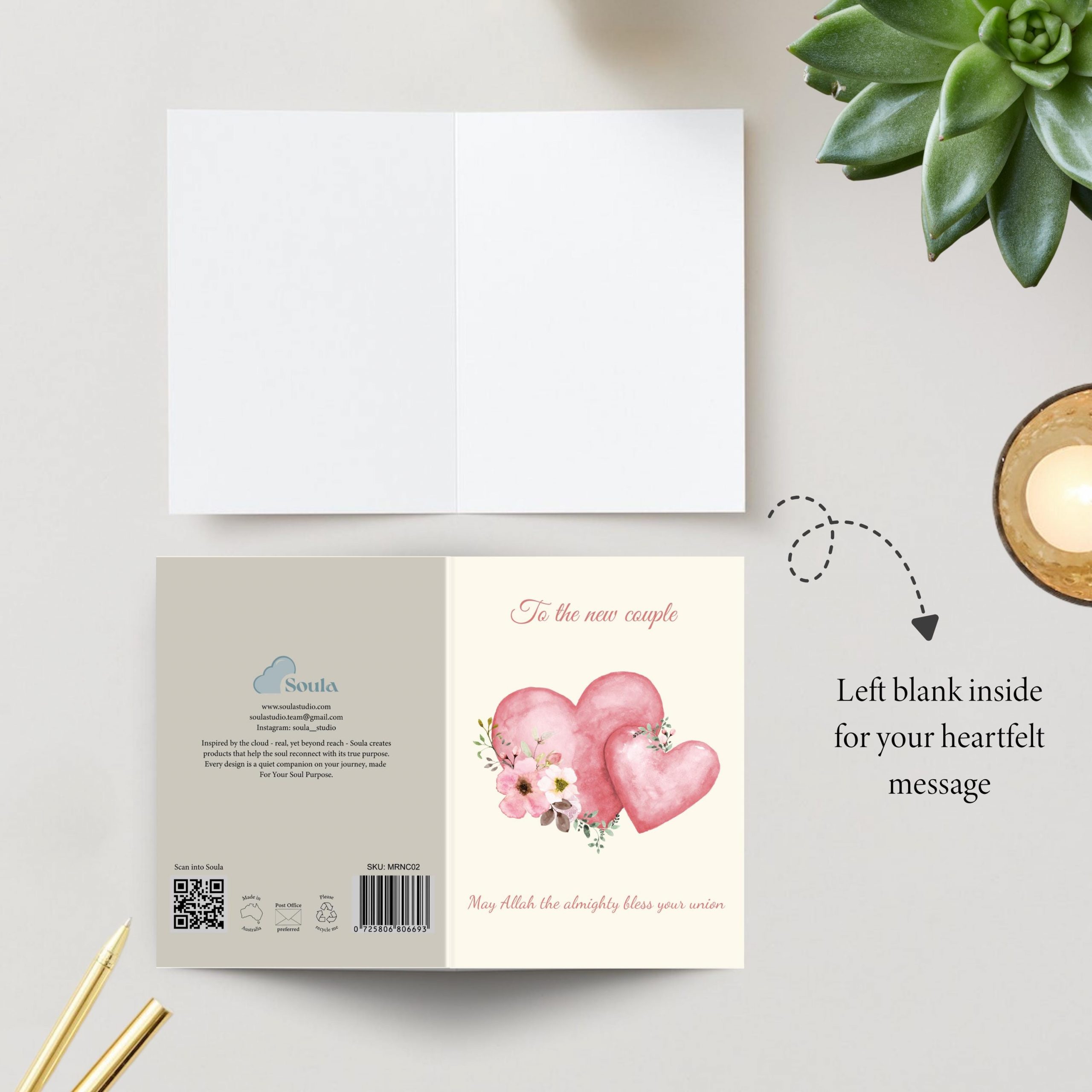 To the New Couple Islamic Marriage Greeting Card | Congratulations to Muslim Couple on Engagement, Wedding, Nikkah or Walima - Image 3