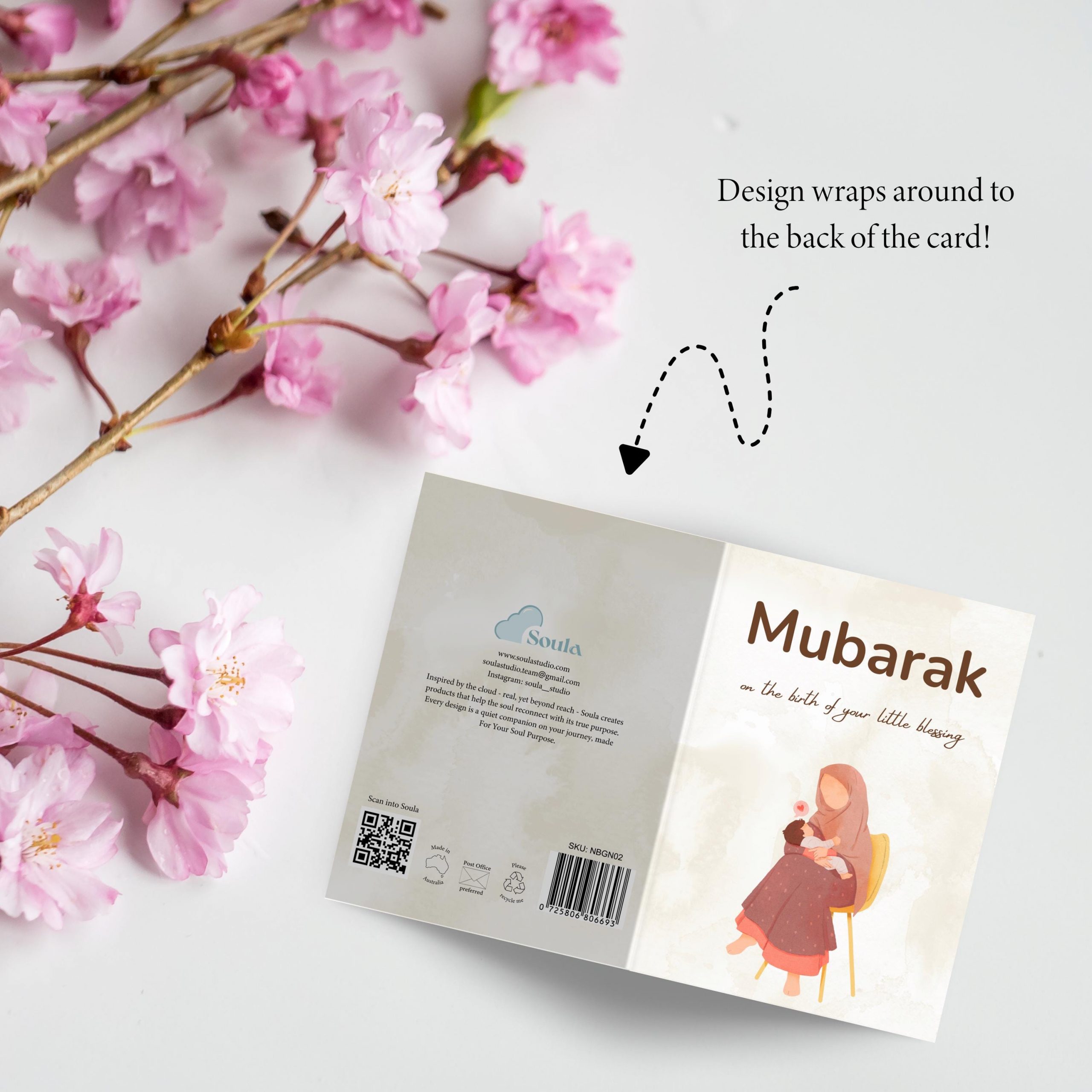 Mubarak to New Mum for Muslim Newborn Baby Gender Neutral Islamic Greeting Card - Image 4