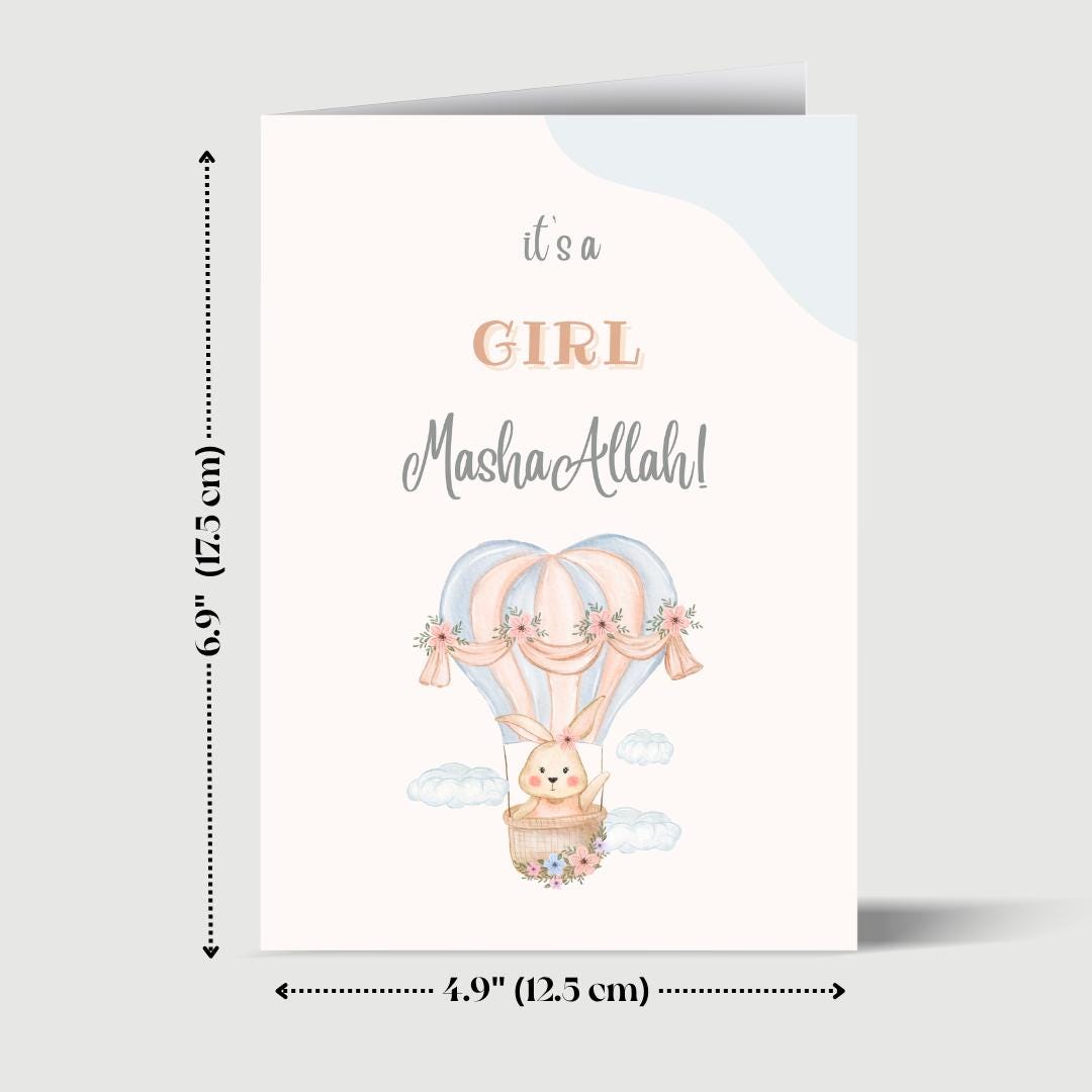 Its A Girl MashaAllah Muslim Newborn Baby Girl Islamic Greeting Card - Image 5
