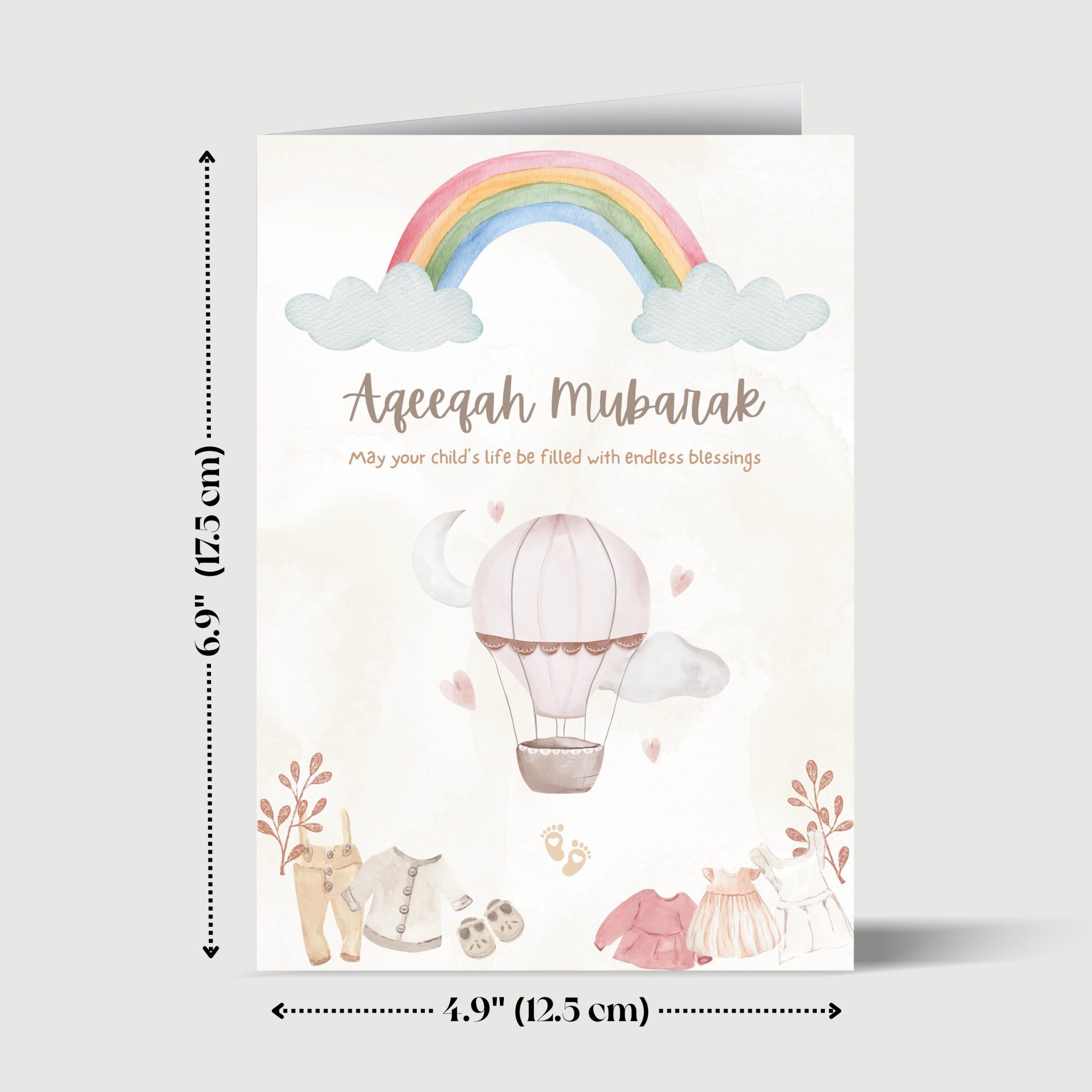 Aqeeqah Mubarak Muslim Newborn Baby Greeting Card for Baby Girl or Boy - Image 5