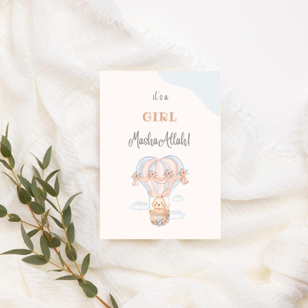 Its A Girl MashaAllah Muslim Newborn Baby Girl Islamic Greeting Card - Image 6