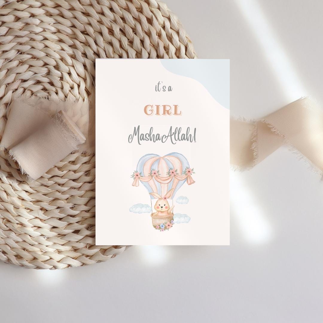 Its A Girl MashaAllah Muslim Newborn Baby Girl Islamic Greeting Card - Image 7
